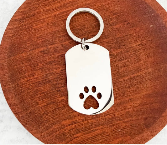 Paw cutout keychain with free personalization